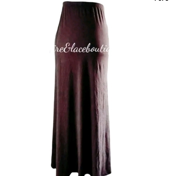 BOSTON PROPER *BROWN* STRETCH KNIT HIGH SLIT MAXI SKIRT SZ L - Picture 3 of 5